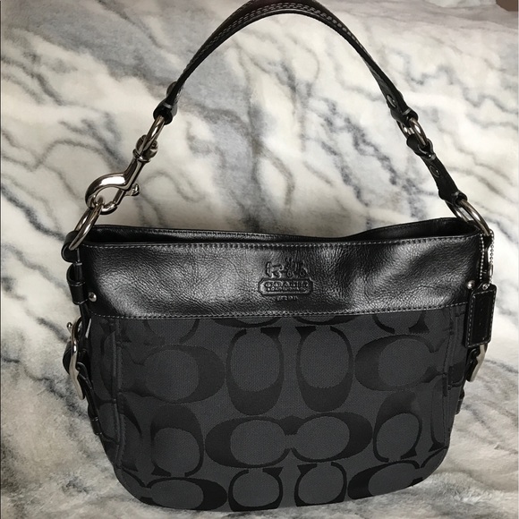 Coach Handbags - Coach Signature Black Jacquard Hobo